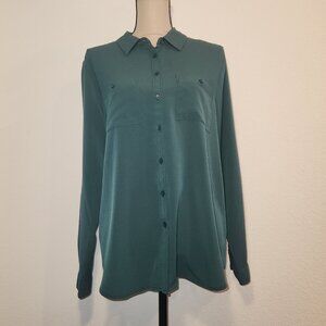 Roz & Ali Long Sleeve Button Down Shirt – Size Large 💚